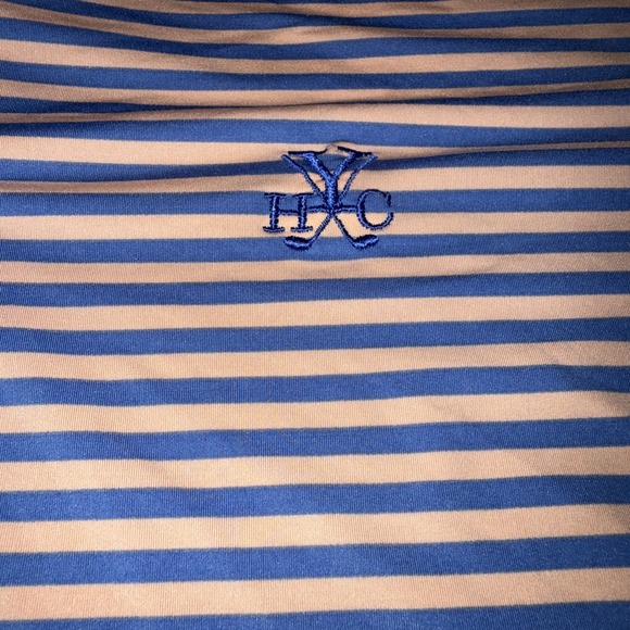 Yeaman's Hall Club B Draddy Sport Golf Shirt Peach Stripe XXL Top 100 Courses - Picture 4 of 12